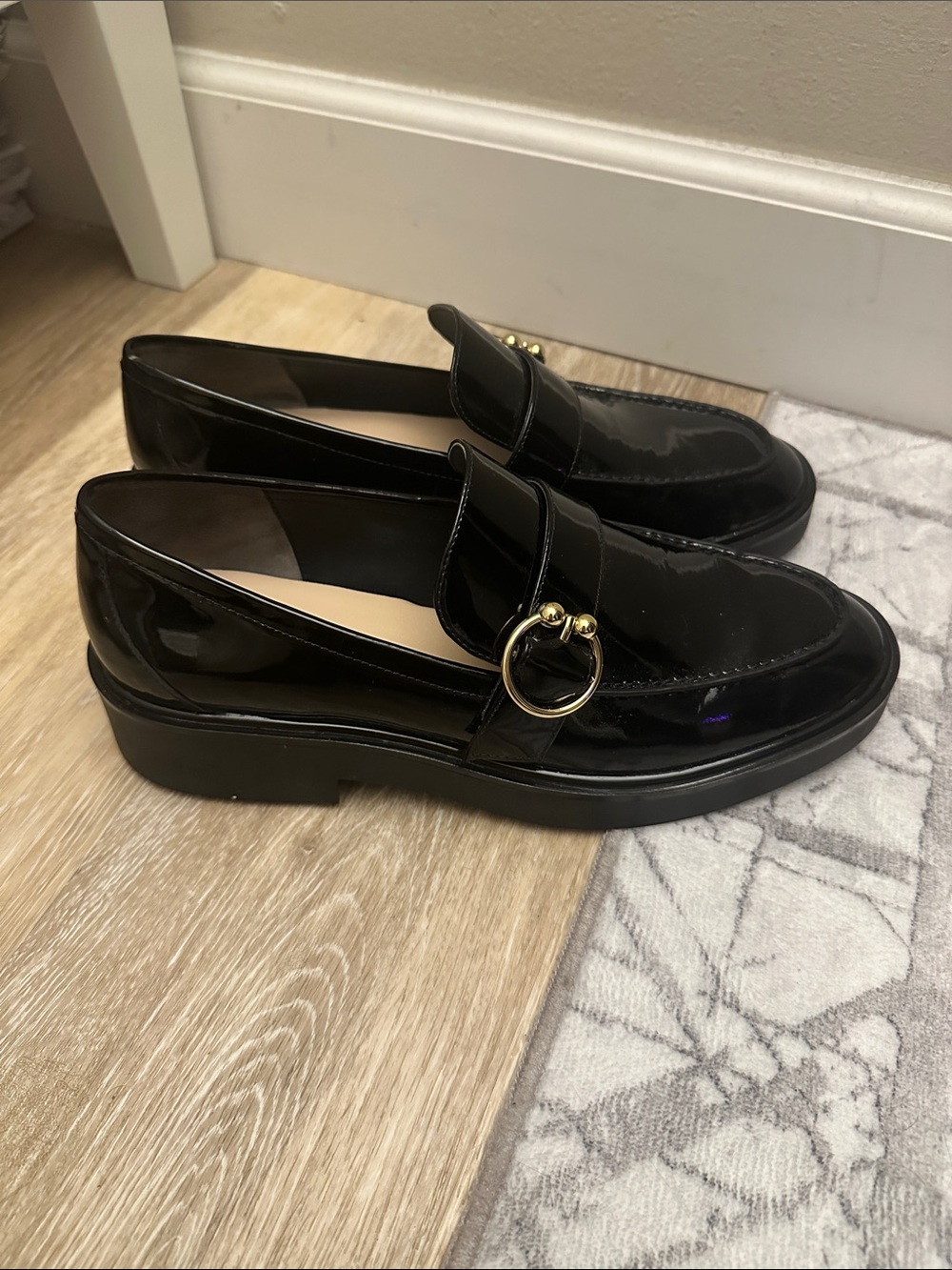 Stuart Weitzman Black Patent Leather Women's Loafers